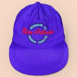 Vintage 90s Bourbon Street French Quarter New Orleans Souvenir Hat Purple